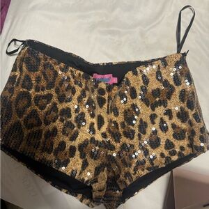 Edikted Animal Print Sequin Shorts